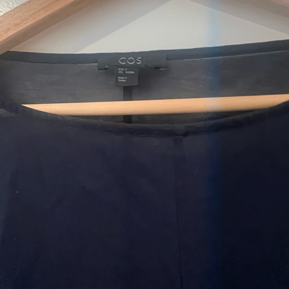 COS Navy Minimalist Boatneck Top